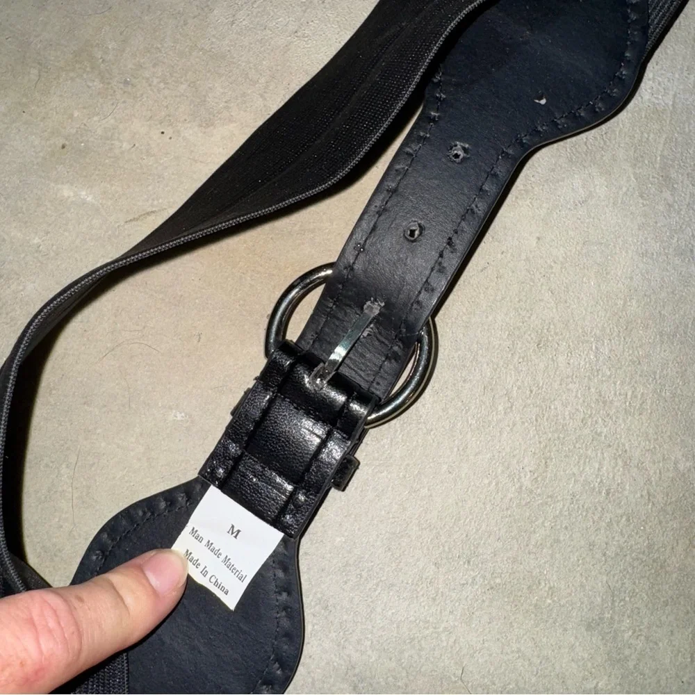 Black Wide Belt with Studded Detail elastic stretchy